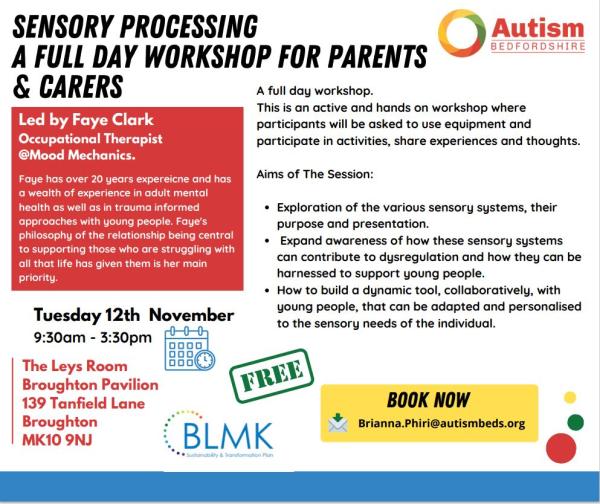 Autism Bedfordshire Sensory Processing Workshop for parents 