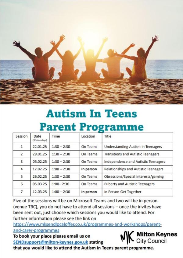 Autism in teens parent workshop poster 